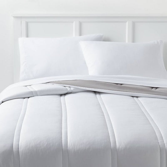 King Lofty Microfiber Comforter White - Room Essentials: Midweight, Plain Weave, Machine Washable, OEKO-TEX Certified