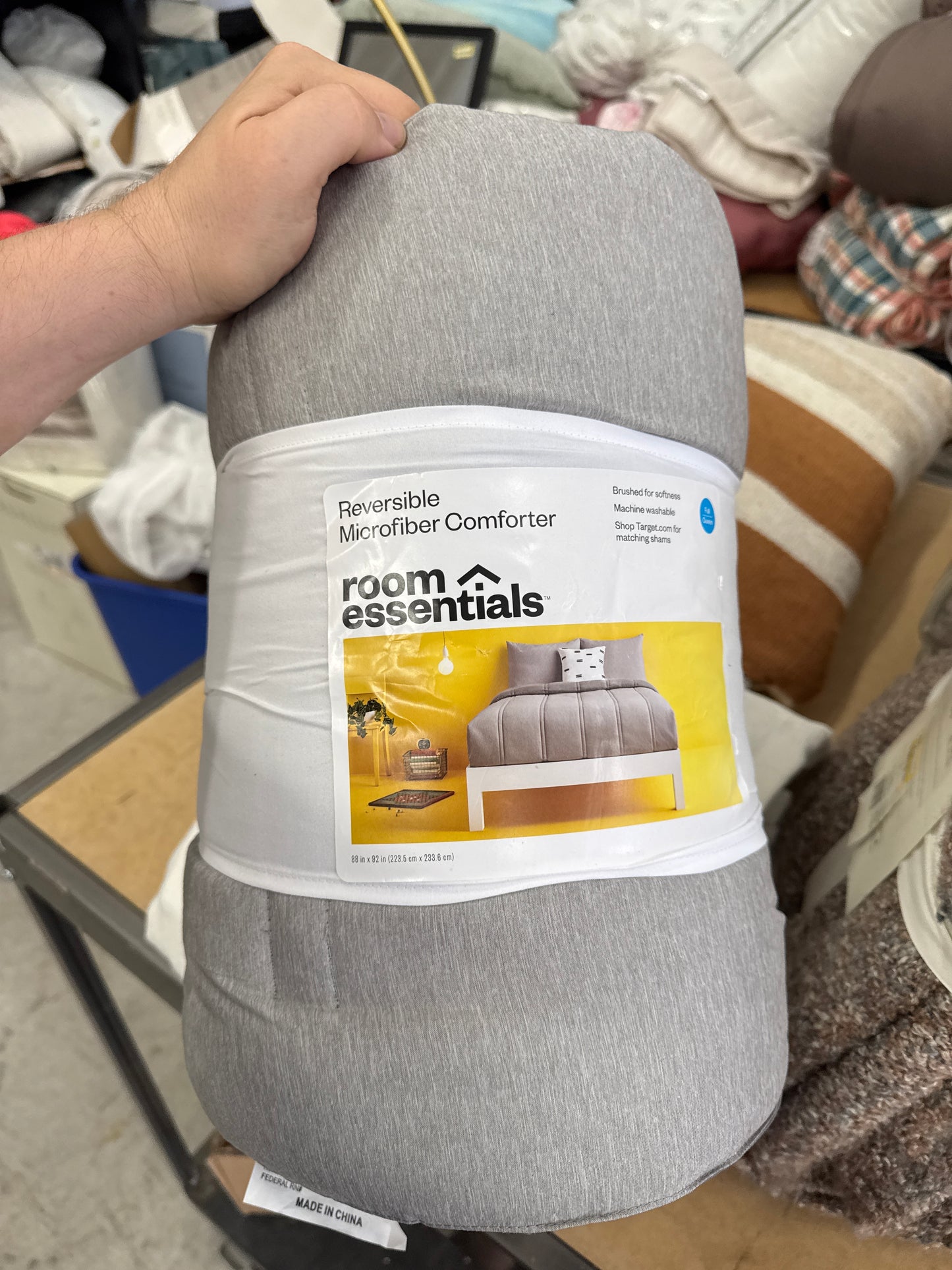 Full/Queen Lofty Microfiber Comforter Dark Gray Heather - Room Essentials: Eco-Friendly, Teen Bedding, 180 Thread Count