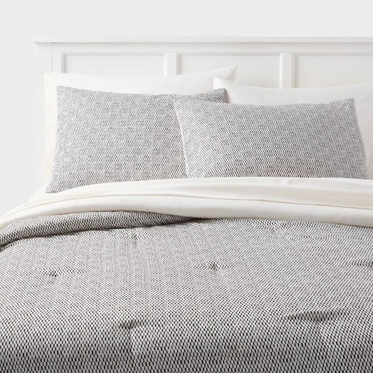 Twin/Twin Extra Long Printed Comforter Set Black/White - Room Essentials: Includes Sheets, Sham, OEKO-TEX Certified