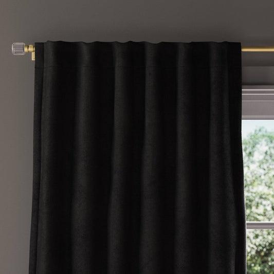 50"x84" Blackout Chenille Curtain Panel Black - Threshold: Woven Polyester, Rod Pocket, OEKO-TEX Certified