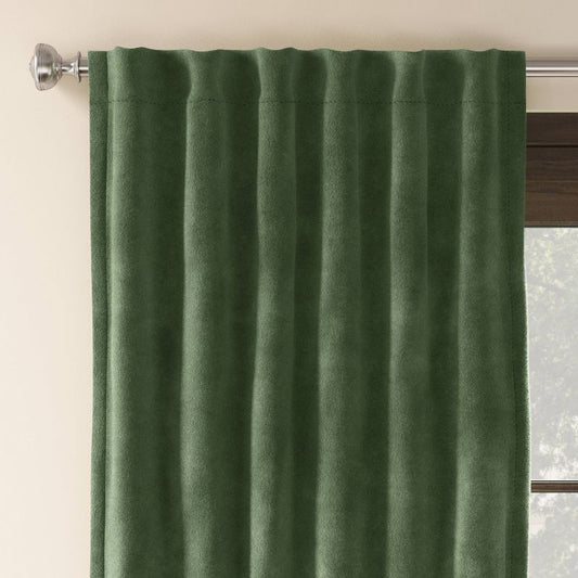 2pk 50"x84" Blackout Velvet Curtain Panels Green - Threshold: Solid Woven, Machine Washable, OEKO-TEX Certified