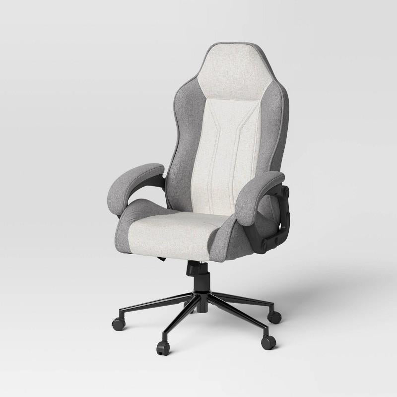 Swivel Gaming Chair Gray - Room Essentials: Upholstered Computer Desk Chair, Adjustable, Fixed Arms