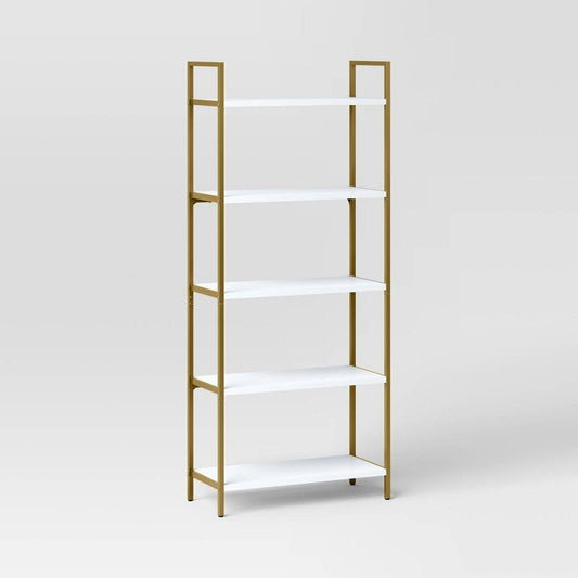 72" Loring 5 Shelf Ladder Bookshelf White - Threshold: Metal Frame, Fixed Shelves
