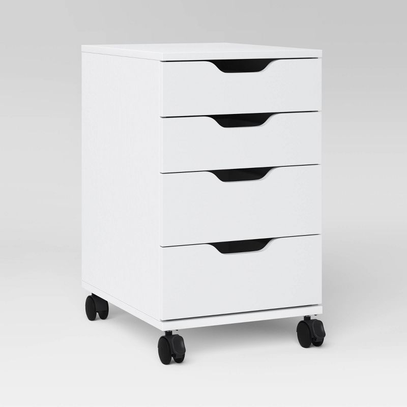 Loring Rolling Cabinet White - Threshold™: Mobile Office Furniture Set With Drawers : Target