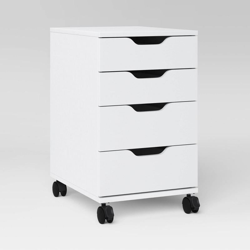 Loring Rolling Cabinet White - Threshold: Mobile Office Furniture Set with Drawers