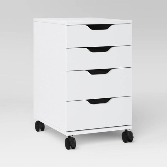 Loring Rolling Cabinet White - Threshold: Mobile Office Furniture Set with Drawers