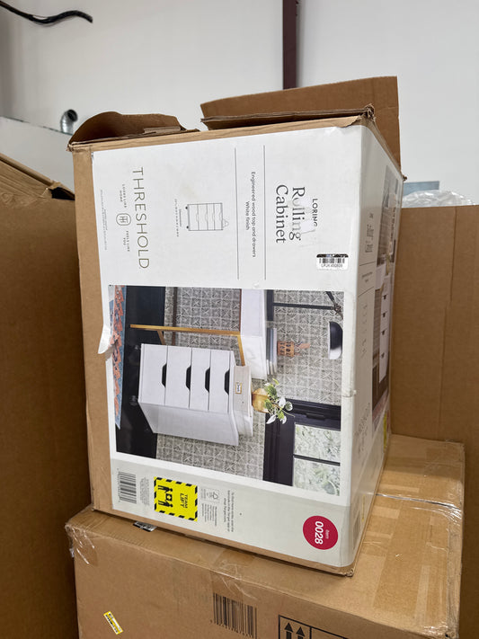 Loring Rolling Cabinet White - Threshold: Mobile Office Furniture Set with Drawers
