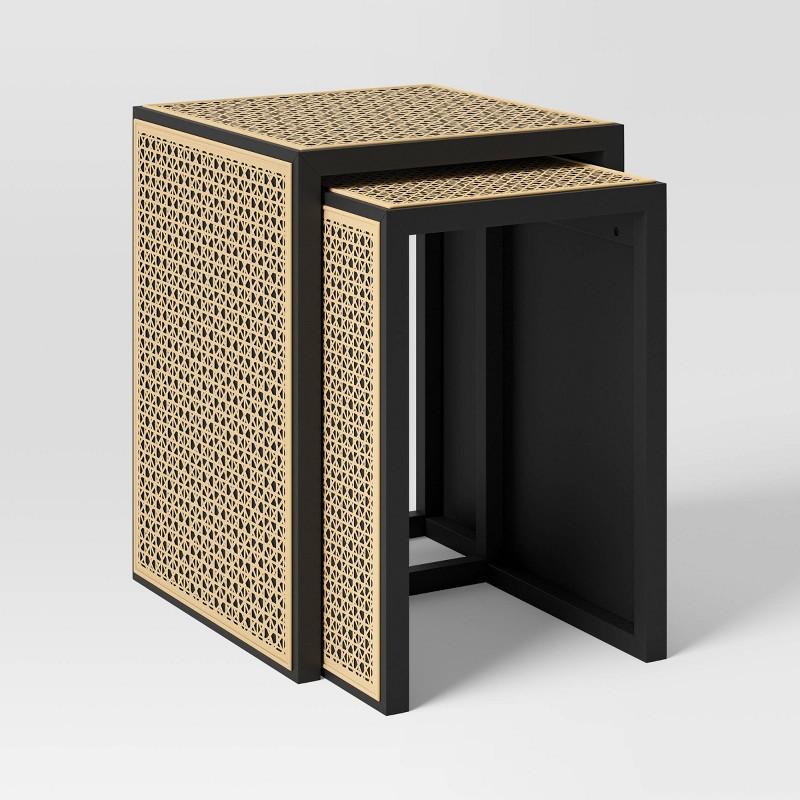 Nesting Accent Table Black/Natural (FA) - Threshold: Square Wood Composite End Table, 24" Height