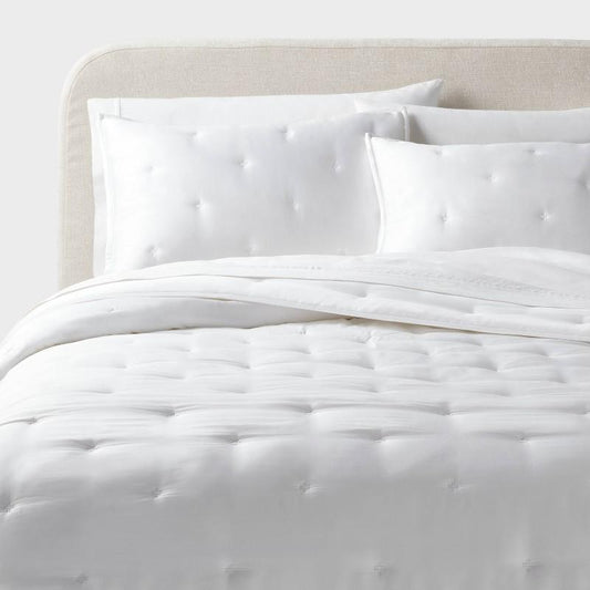Full/Queen TENCEL Comforter and Sham Set White - Threshold: OEKO-TEX Certified, 320 Thread Count, Cooling Fabric