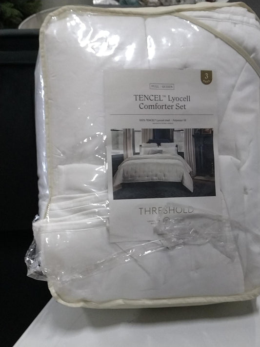 Full/Queen TENCEL Comforter and Sham Set White - Threshold: OEKO-TEX Certified, 320 Thread Count, Cooling Fabric
