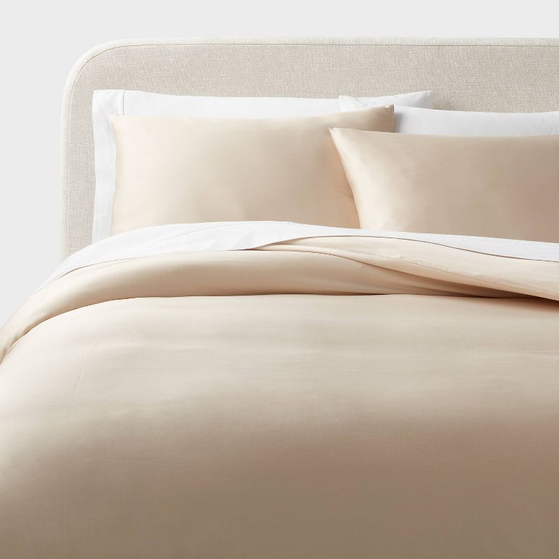 King Tencel™ Duvet Cover And Sham Set Khaki - Threshold™: Oeko-tex Certified, 320 Thread Count, Cooling Fabric, Zippered : Target