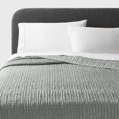 King TENCEL® Quilt White - Threshold: OEKO-TEX Certified, Cooling Lightweight Coverlet, 300 Thread Count