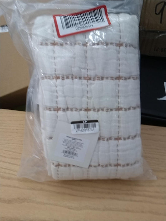 King Yarn Dye Crinkle Grid Quilt Sham Ivory/Camel - Threshold: Cotton Material, Machine Washable, OEKO-TEX Certified