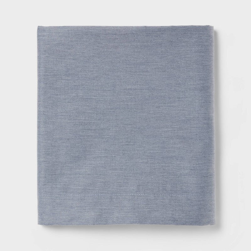 Twin/Twin XL Easy Care Cotton Blend Sateen Flat Sheet Navy - Room Essentials: 225 Thread Count, OEKO-TEX Certified