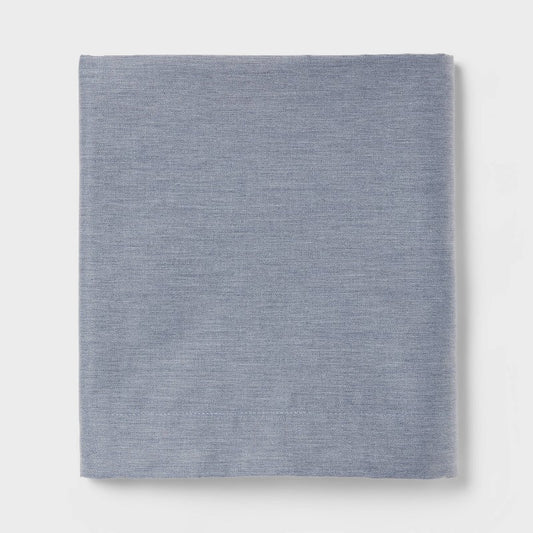 Twin/Twin XL Easy Care Cotton Blend Sateen Flat Sheet Navy - Room Essentials: 225 Thread Count, OEKO-TEX Certified