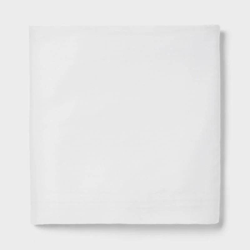 Queen Easy Care Cotton Blend Sateen Flat Sheet White - Room Essentials: 225 Thread Count, Machine Washable
