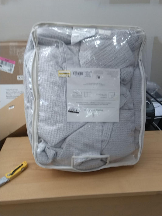 Full/Queen Washed Waffle Weave Comforter and Sham Set Comfort Light Gray - Threshold: OEKO-TEX Certified, 3-Piece