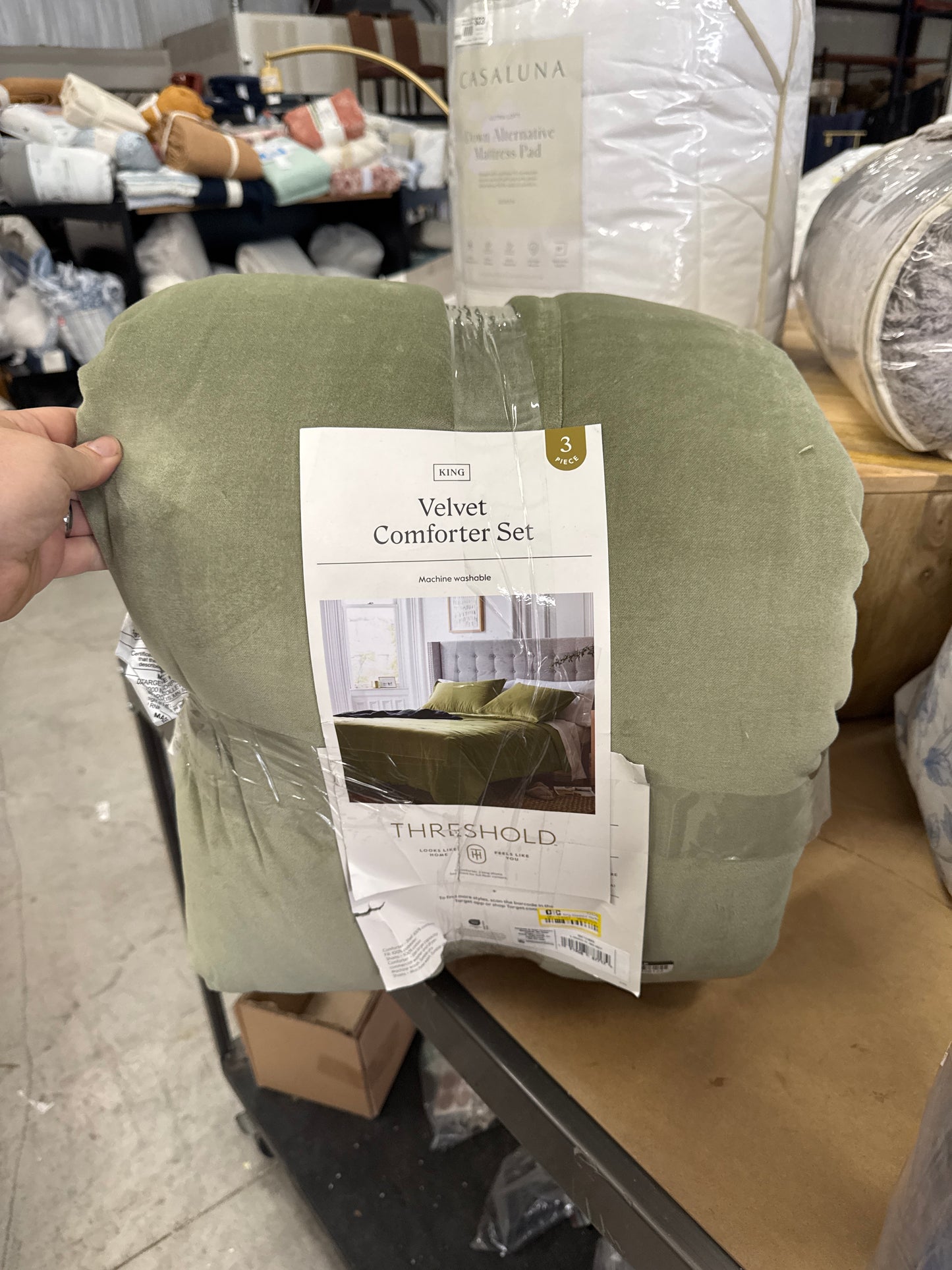 King Washed Waffle Weave Comforter and Sham Set Comfort Light Gray - Threshold