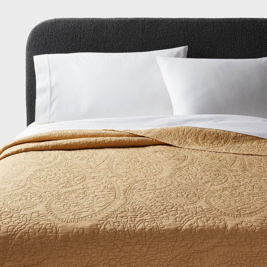 Full/queen Garment Washed Paisley Stitch Quilt Wheat - Threshold™ : Target