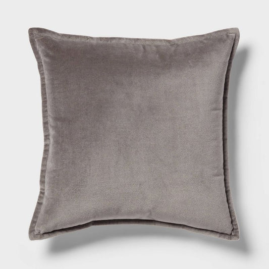 Velvet Reverse Oblong Dec Pillow Dark Gray - Threshold™: Cotton Fabric, Indoor Square Shape, Sewn Seam Closure : Target