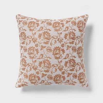 Woven Floral Decorative Pillow Euro Sky Blue - Threshold: Cotton Fabric, Indoor Square Cushion, OEKO-TEX Certified