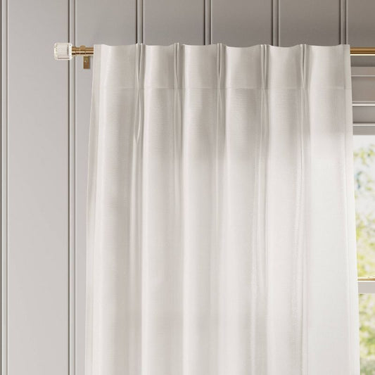 34"x84" Light Filtering Pebbled Satin Curtain Panel Ivory - Threshold™: Luxury Woven Back Tab, Solid Indoor Decor : Target