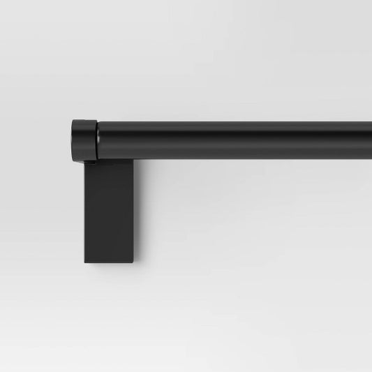 48"-84" Minimal Curtain Rod Black - Room Essentials: Adjustable Steel Tension Rod, Single, 5-Piece Set