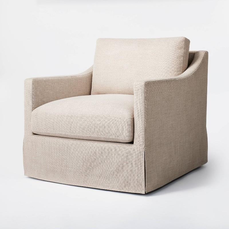 Vivian Park Upholstered Swivel Chair Mushroom Linen - Threshold designed with Studio McGee: Comfortable Accent Furniture