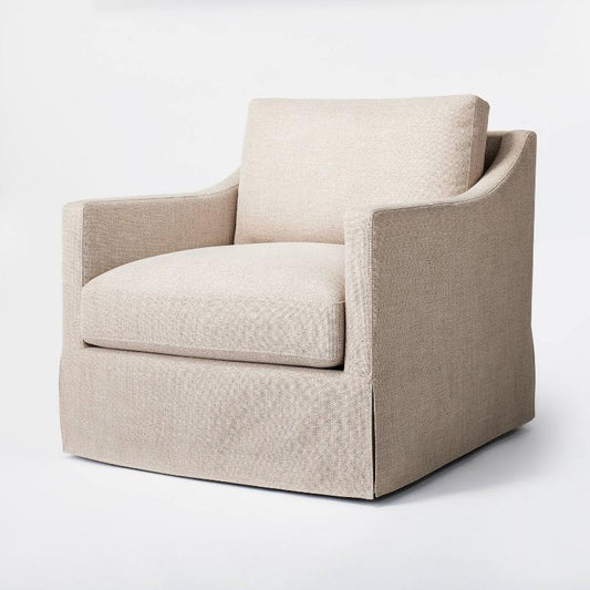 Vivian Park Upholstered Swivel Chair Mushroom Linen - Threshold designed with Studio McGee: Comfortable Accent Furniture