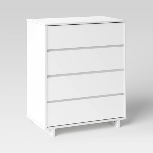 Modern 4 Drawer Dorm Dresser White - Room Essentials: Laminated, Streamlined, with Anti-Tip Hardware
