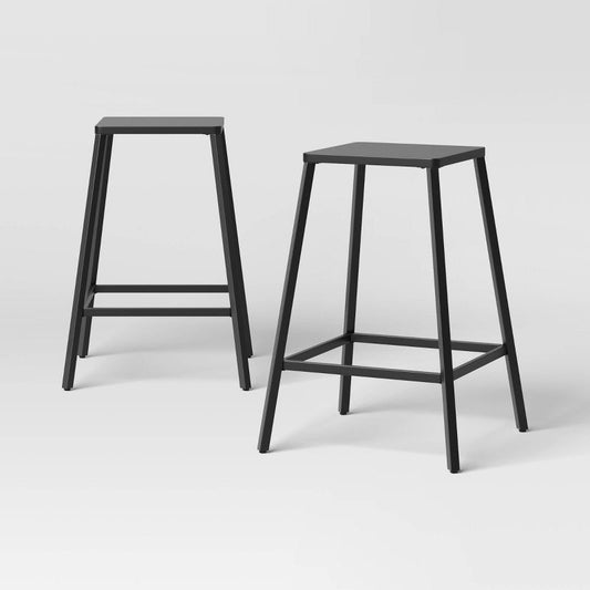 2pk Metal Counter Height Barstool Black - Room Essentials: Steel Frame, Powder-Coated Finish, Armless Design