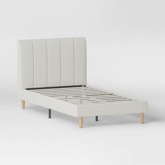 Twin Bed Cream - Room Essentials™: Upholstered Headboard, Plywood Frame, No Box Spring Needed : Target