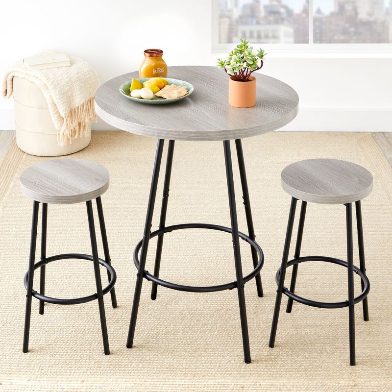 Best Choice Products 3-piece Bistro Set, Modern Round Counter Height Dining Set W/ 2 Stools, Metal Frame - Light Gray : Target