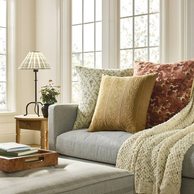 Metal Table Lamp with Green Pleated Plaid Shade - Threshold designed with Studio McGee: ETL Listed, Cotton/Polyester Shade