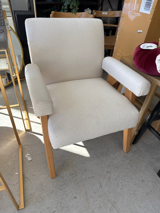 Textured Woven Upholstered Arm Accent Chair Cream Boucle - Threshold™: Rubberwood Frame, Polyurethane Fill