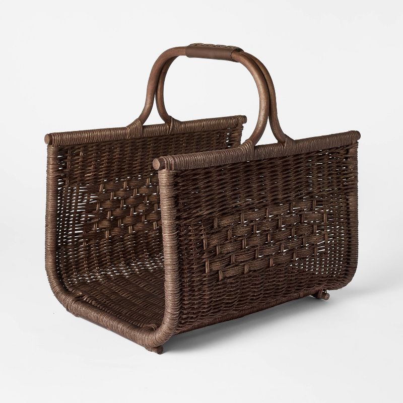 Rattan Log Holder Firewood Carrier Dark Brown - Threshold™ Designed With Studio Mcgee : Target