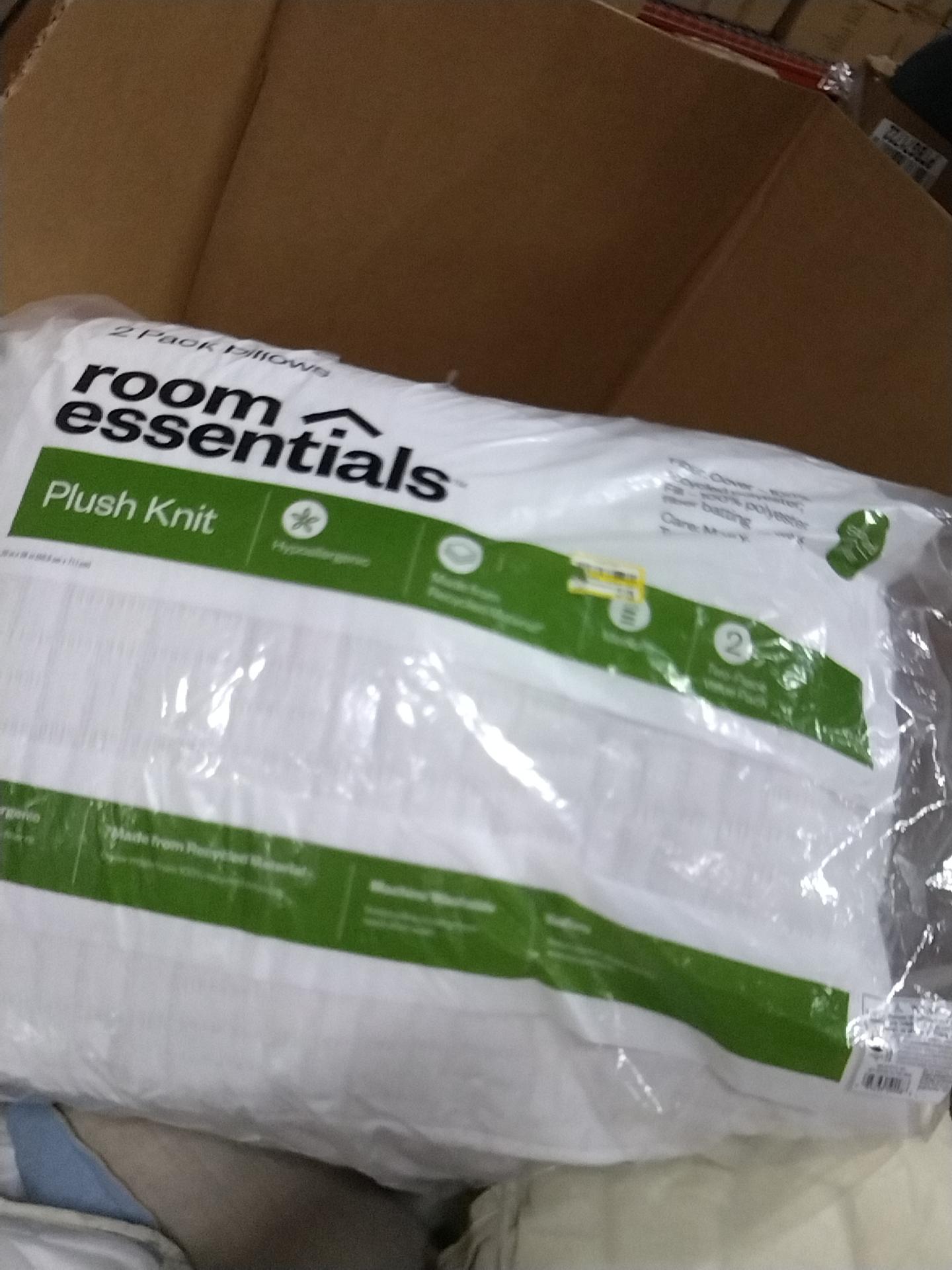 Standard/Queen Medium 2pk Plush Knit Bed Pillows White - Room Essentials