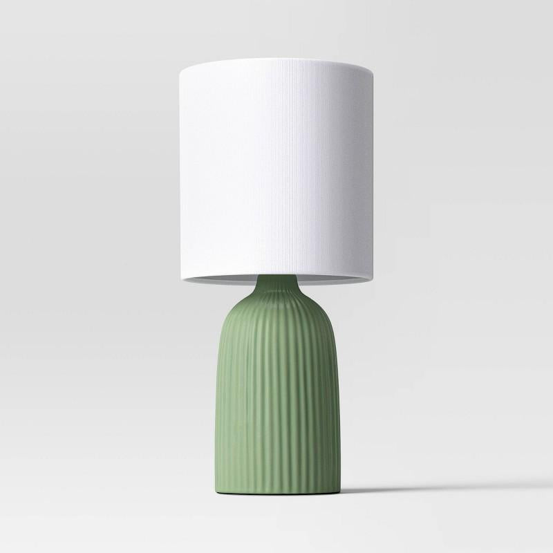 Fluted Ceramic Table Lamp: ETL Listed, Cotton/Polyester Shade, No Assembly - Room Essentials