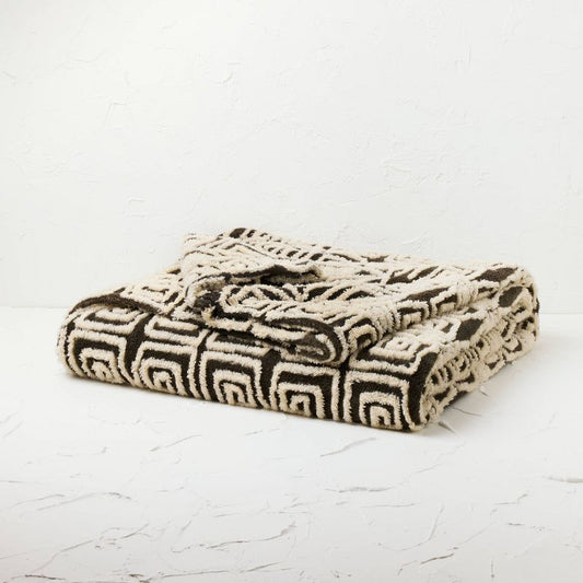 Twin/twin Extra Long Bed Blanket Ikat Black/white - Opalhouse Designed With Jungalow™: Faux Shearling, Midweight Fabric, No Fill : Target