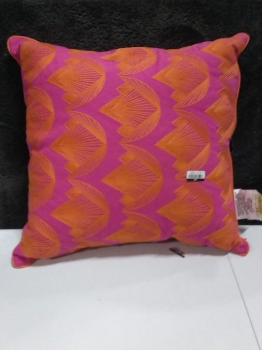 Lotus Embroidered Decorative Pillow Orange/Magenta - Rochelle Porter