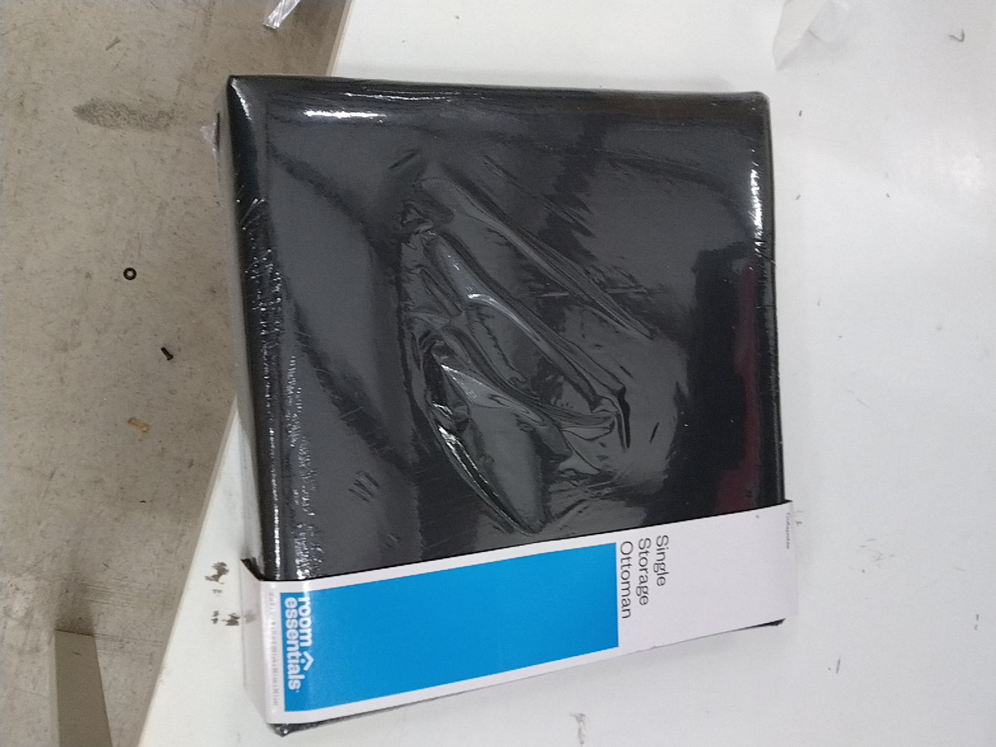 Collapsible Dorm Single Storage Ottoman Black - Room Essentials: Upholstered, Textured Fabric, Wood Frame, Storage Lid