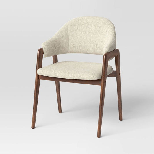 Ingleside Open Back Upholstered Wood Frame Dining Chair Linen - Threshold™: Rubberwood Armrest, No Assembly Required : Target