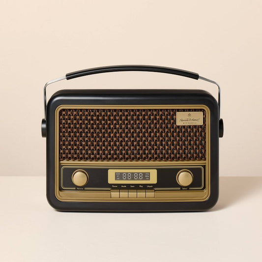 Vintage Style Am/fm Bluetooth Radio Black - Hearth & Hand™ With Magnolia: Portable Speaker With Micro Usb & 3.5mm Jack : Target