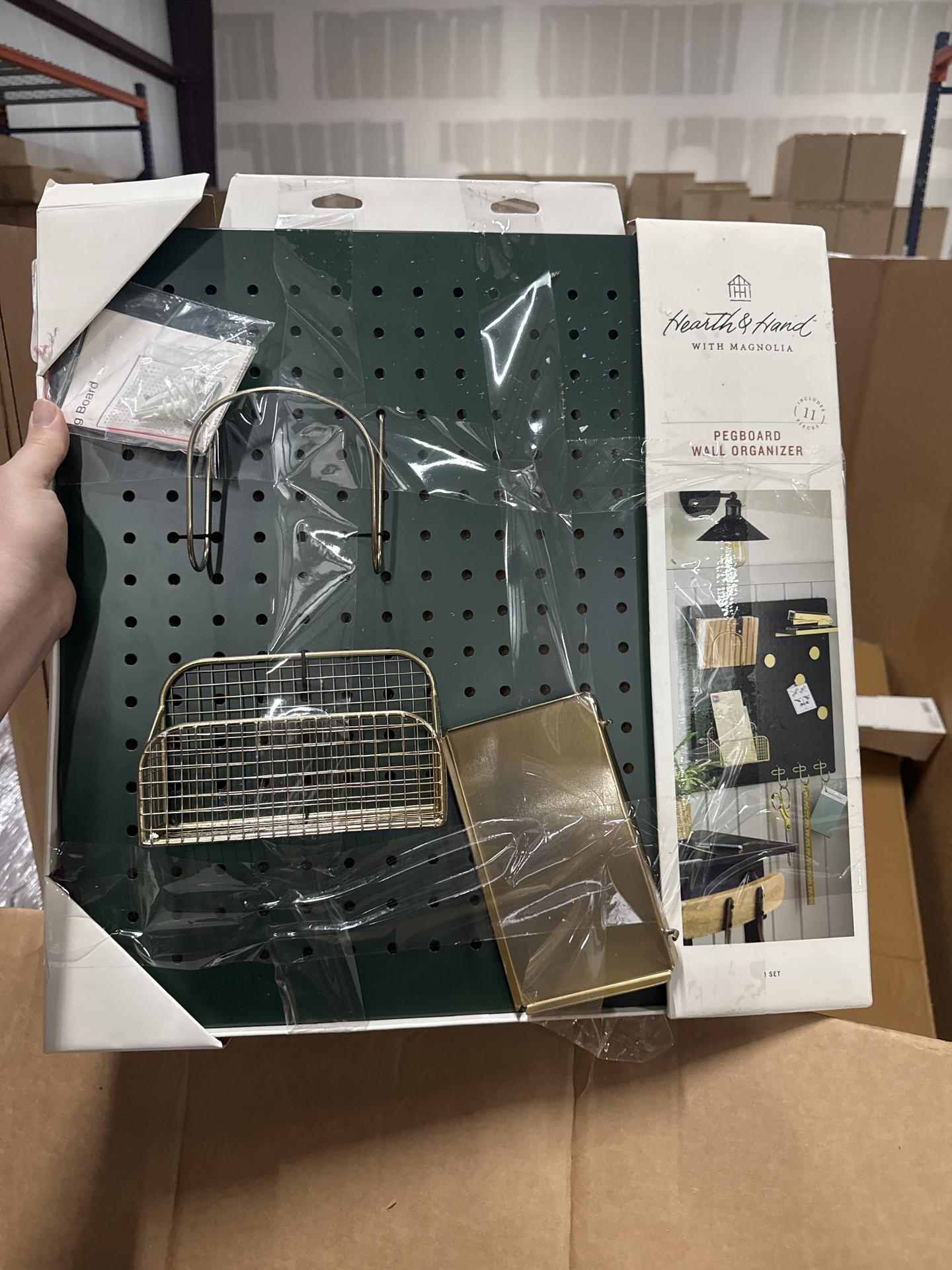 Large Metal Pegboard Wall Organizer Set Green/Gold - Hearth & Hand with Magnolia