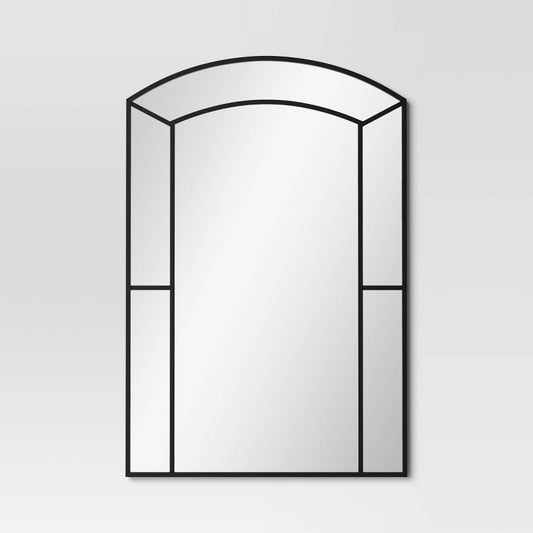 24"x 36" Window Pane Wall Mirror Black - Threshold: Modern Style, Rounded Rectangle, No Assembly Required