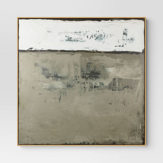 33"x33" Color Block Abstract Canvas Framed Art Neutrals - Threshold