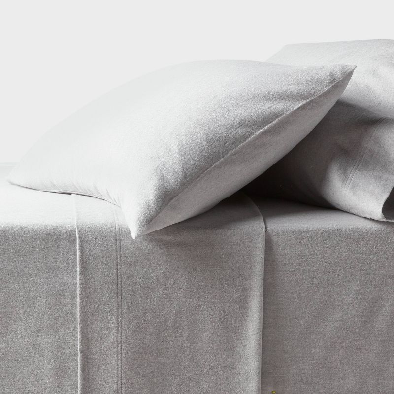 Queen Ultra Soft Flannel Sheet Set Eco Melange Gray - Threshold™ : Target