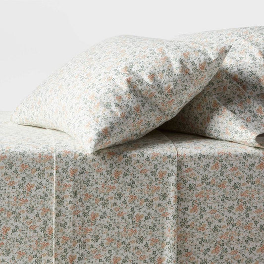 King Ultra Soft Flannel Sheet Set Ivory Floral - Threshold™ : Target