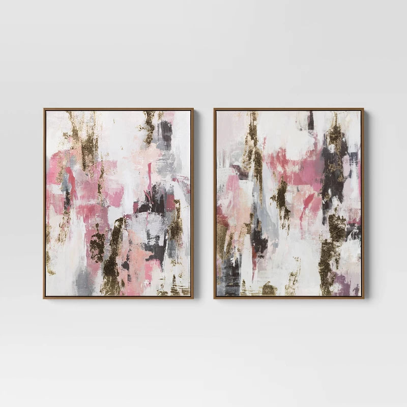 (Set of 2) 16"x20" Foil Abstract Canvas Framed Arts - Threshold (Please be advised that sets may be missing pieces or otherwise incomplete.)