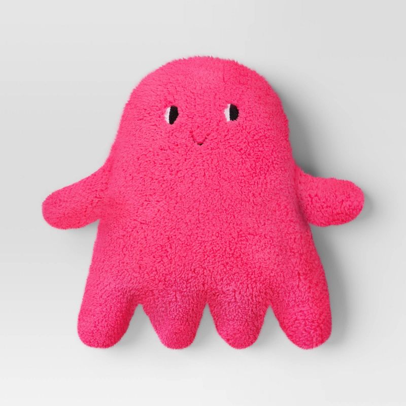 Ghost Shaped Faux Shearling Halloween Throw Pillow Pink - Hyde & Eek! Boutique™: Indoor Novelty Cushion, Polyester Fill : Target